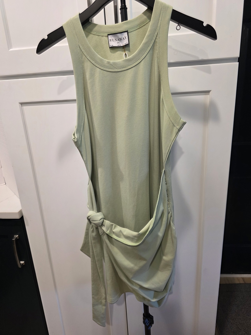 Runaway Pale Mint Green Sleeveless Mini Dress with Side Knot